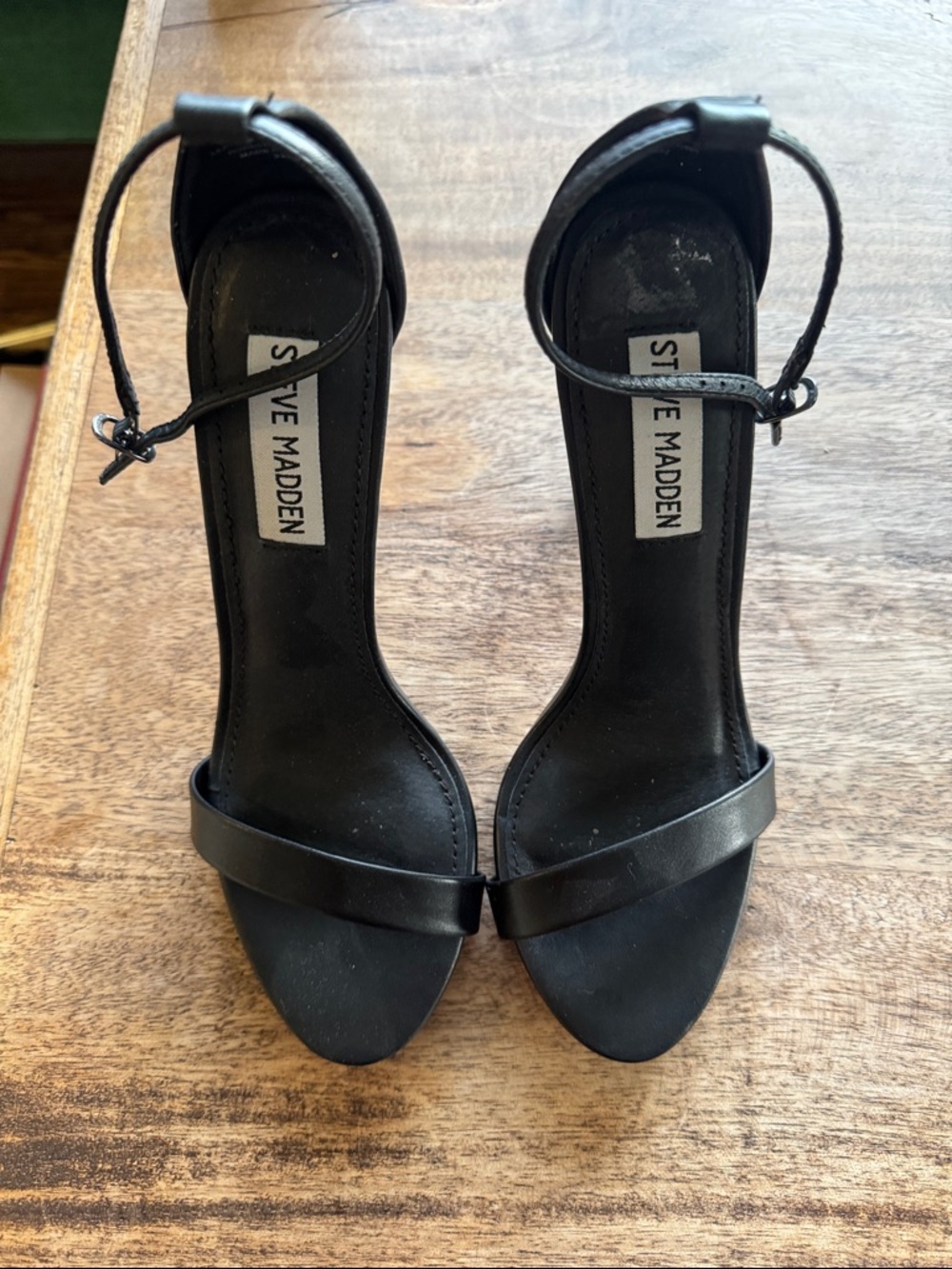 Steve Madden Black Ankle-Strap Stiletto Heels - Picture 5 of 6